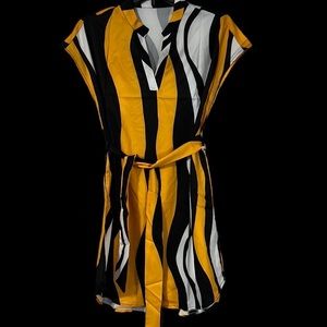 Colorblock belted dress